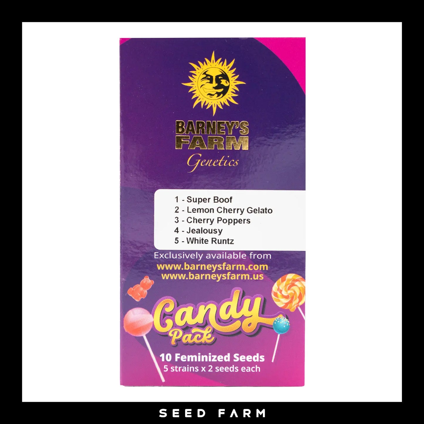 Barney's Farm, Candy Pack, feminisierte Cannabis Samen, 10 Stück, Vorderansicht