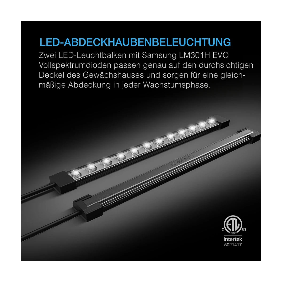 AC Infinity - Stecklings-Gewächshaus mit Höhenverlängerung, mit Samsung LM301H EVO LED-Beleuchtung, 5x8-Tablett