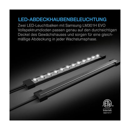 AC Infinity - Stecklings-Gewächshaus mit Höhenverlängerung, mit Samsung LM301H EVO LED-Beleuchtung, 5x8-Tablett