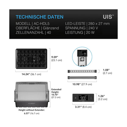 AC Infinity - Stecklings-Gewächshaus mit Höhenverlängerung, mit Samsung LM301H EVO LED-Beleuchtung, 5x8-Tablett