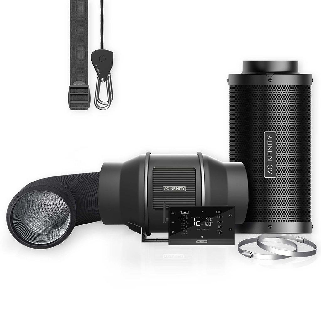 AC Infinity - Luftfilter-Set AI+ PRO 150 mm, Inline-Ventilator mit Controller AI+ und Aktivkohlefilter