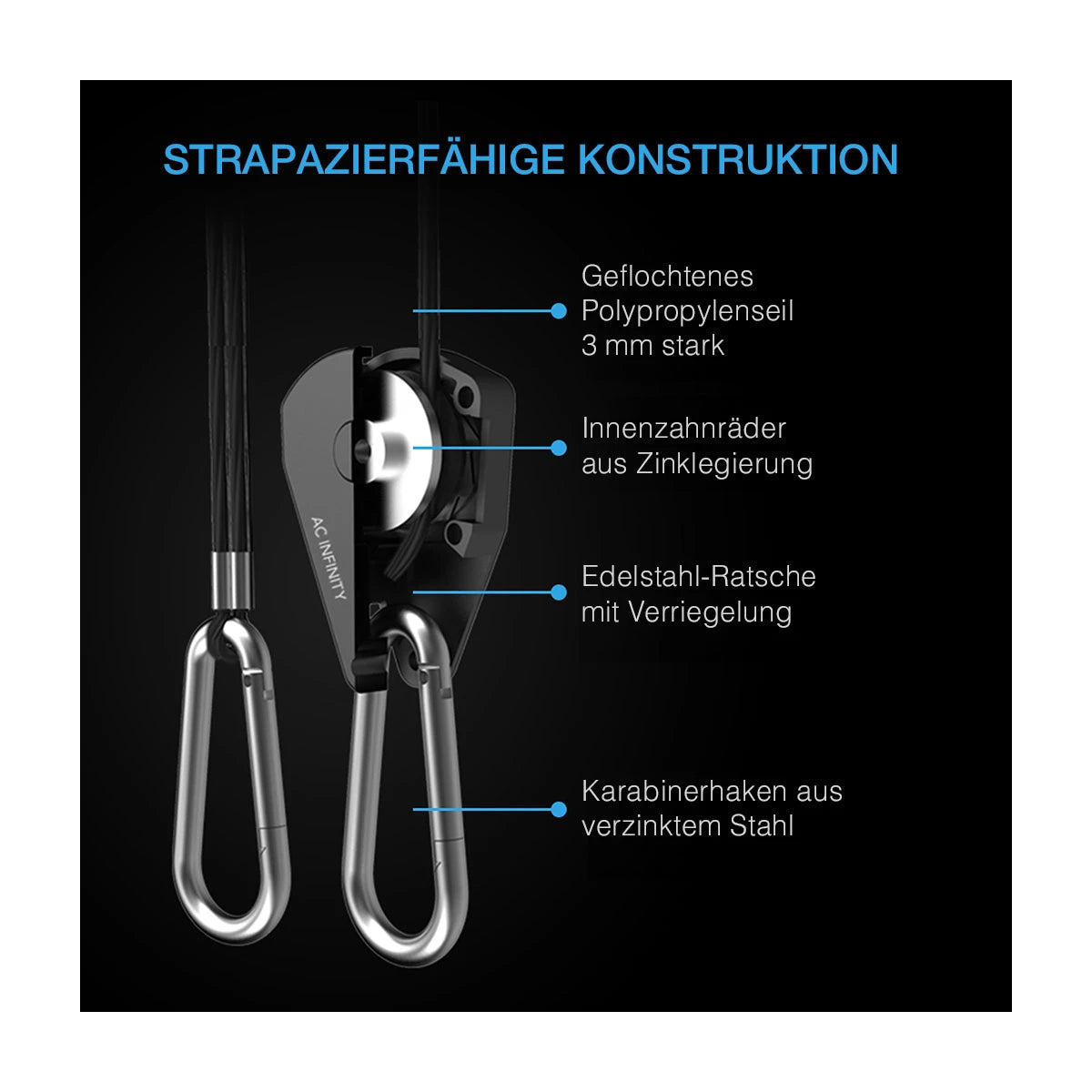 AC Infinity - Verstellbare Schwerlast-Seilaufhänger